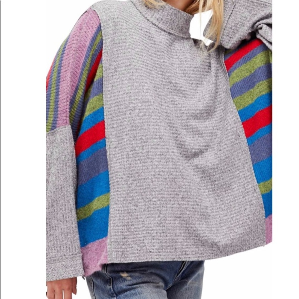 We the Free Small Susie Swit Oversized Cozy Sweater Heather Gray Long Sleeve